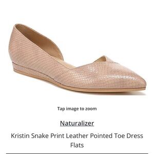Naturalizer Kristin Snake Print Leather Pointed Toe Dress Flats size 8 Mauve